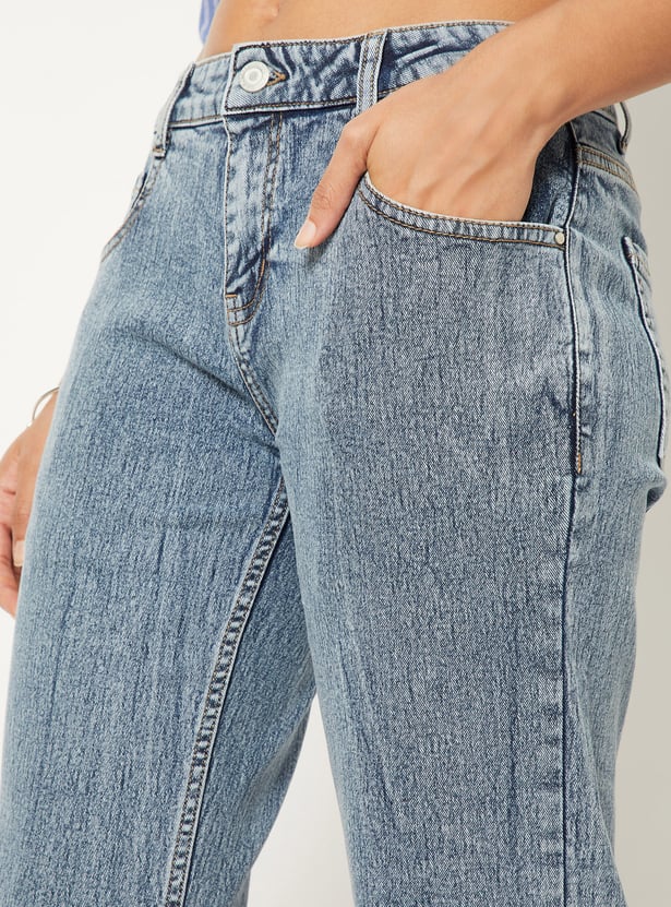Women Washed Kick Flare Jeans