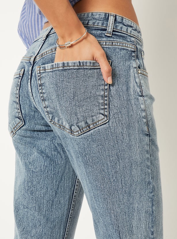 Women Washed Kick Flare Jeans