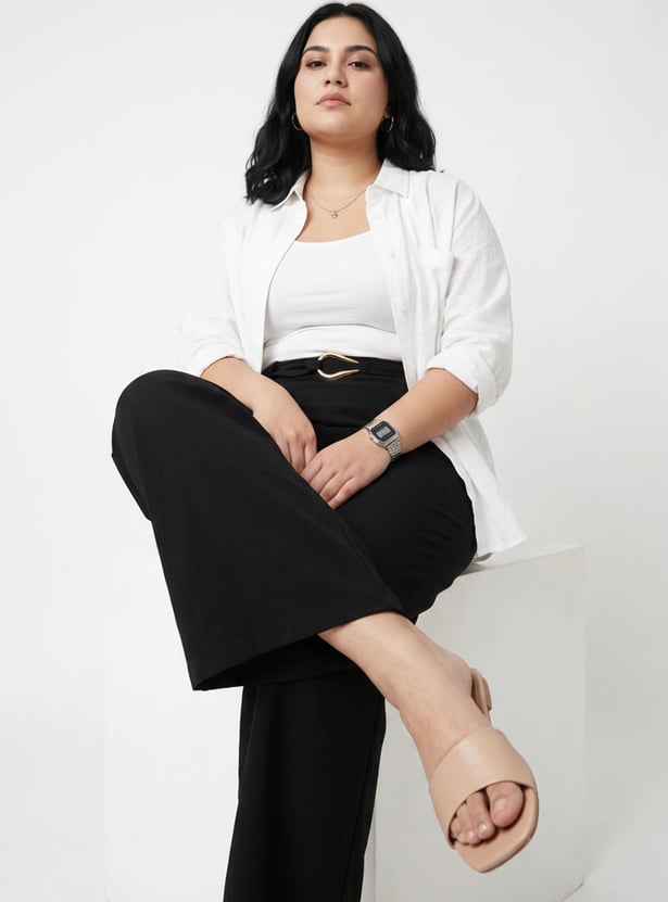 Women Pleated Wide Leg Trousers