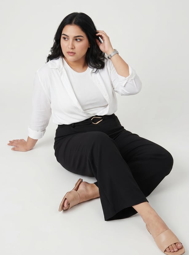 Women Pleated Wide Leg Trousers