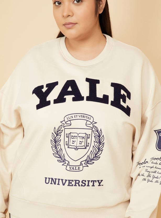 Women Chenille Embroidered Boxy Fit Sweatshirt