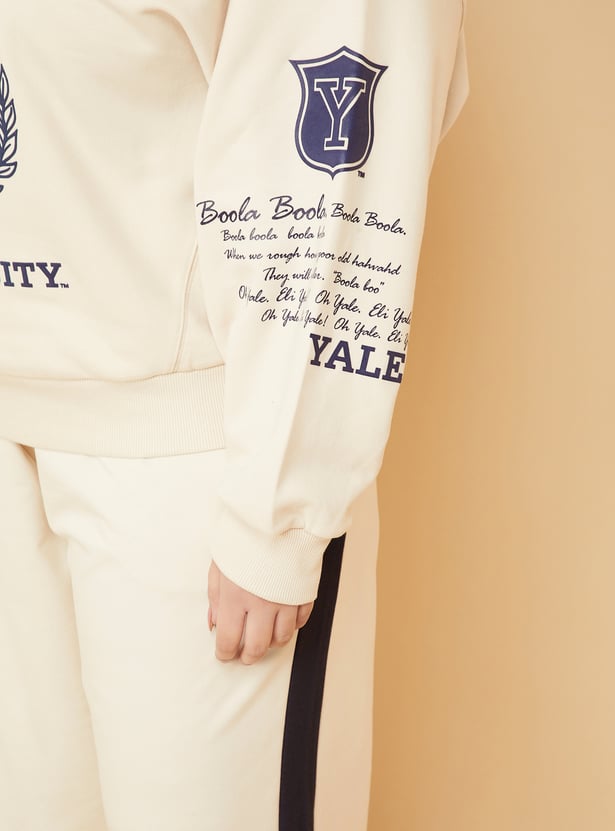 Women Chenille Embroidered Boxy Fit Sweatshirt