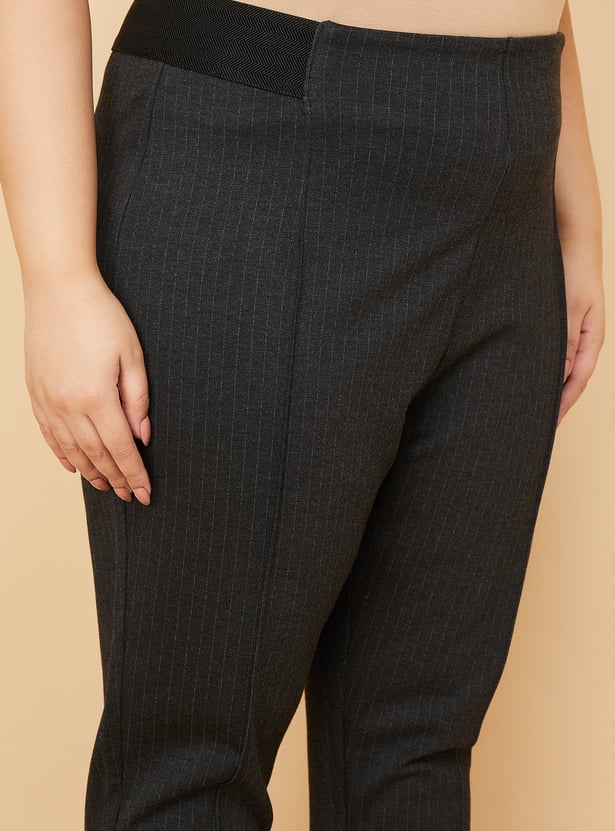 Women Striped Knit Treggings