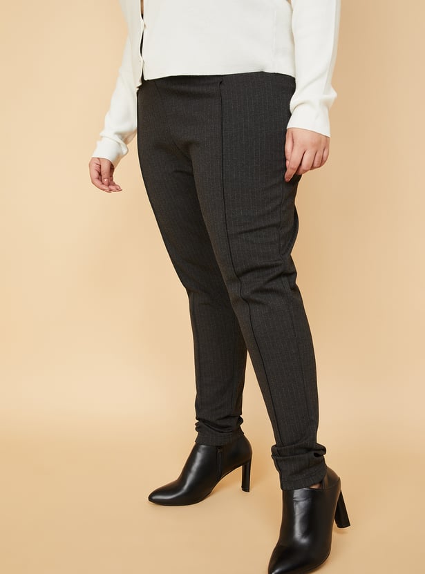 Women Striped Knit Treggings