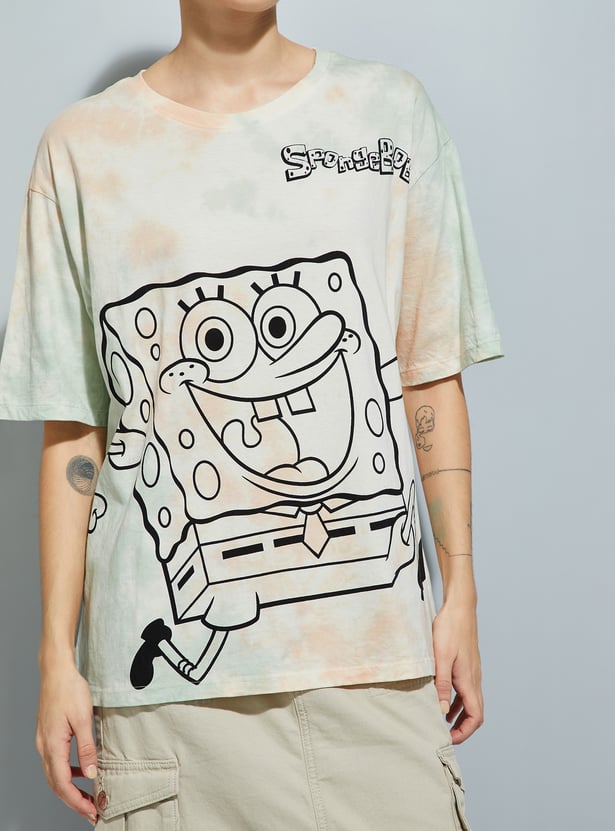 URB_N Women SpongeBob Print Oversized T-shirt