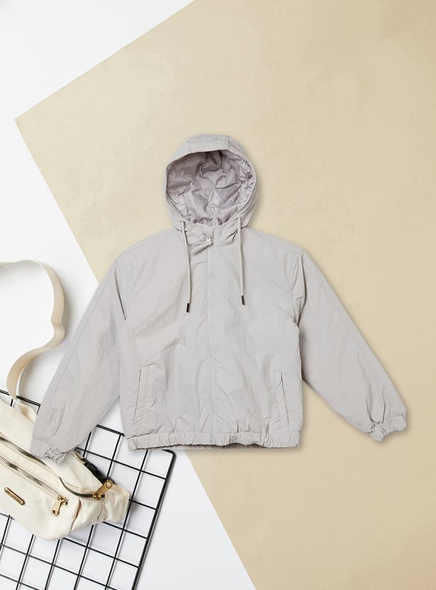 Boys Solid Hooded Jacket