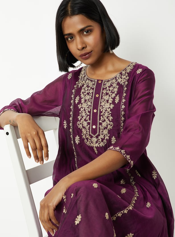 Women Embroidered A-line Kurta
