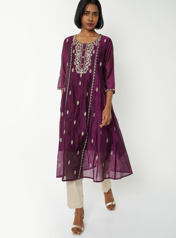 Women Embroidered A-line Kurta