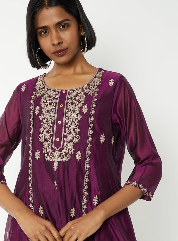 Women Embroidered A-line Kurta
