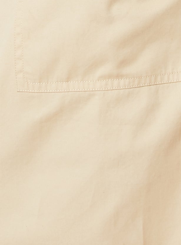 Women Solid Shirt Midi Dress