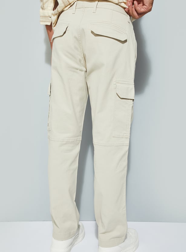 URB_N Men Solid Relaxed Fit Cargos