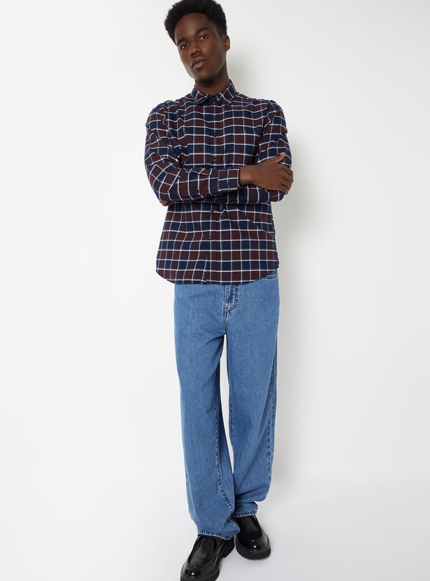 Men Checked Slim Fit Shirt