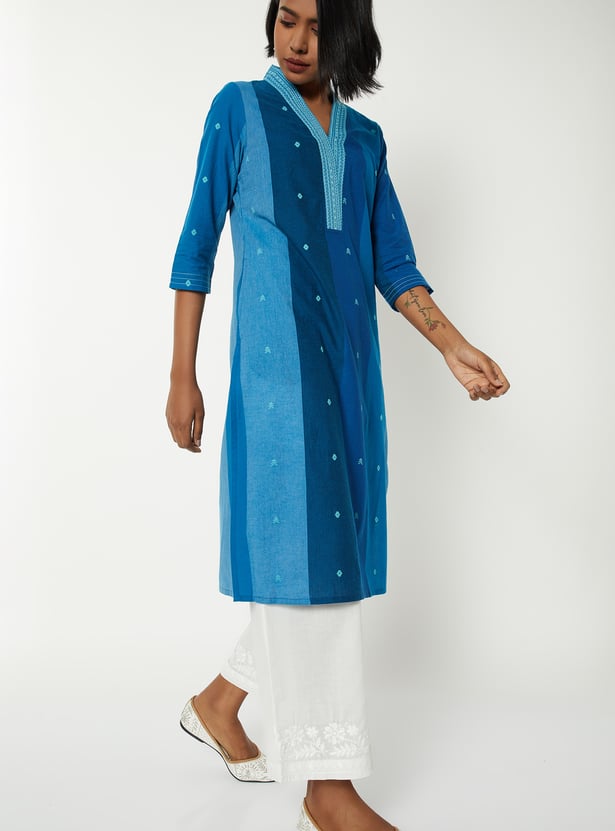 Women Embroidered Straight Kurta
