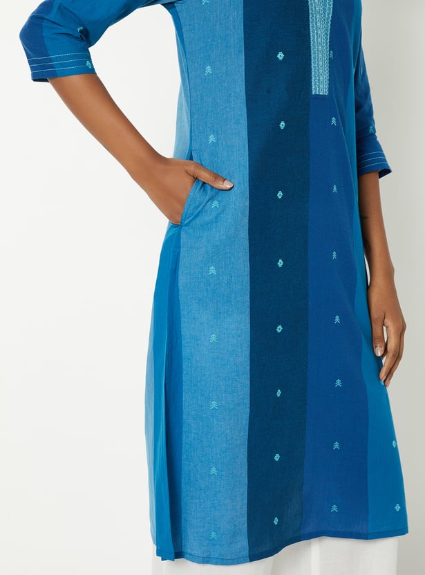 Women Embroidered Straight Kurta