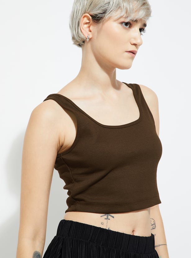 ALAYA F x URB_N Women Ribbed Crop Tank Top