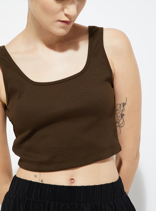 ALAYA F x URB_N Women Ribbed Crop Tank Top