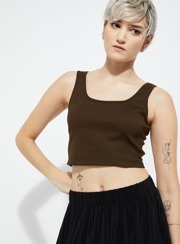 ALAYA F x URB_N Women Ribbed Crop Tank Top