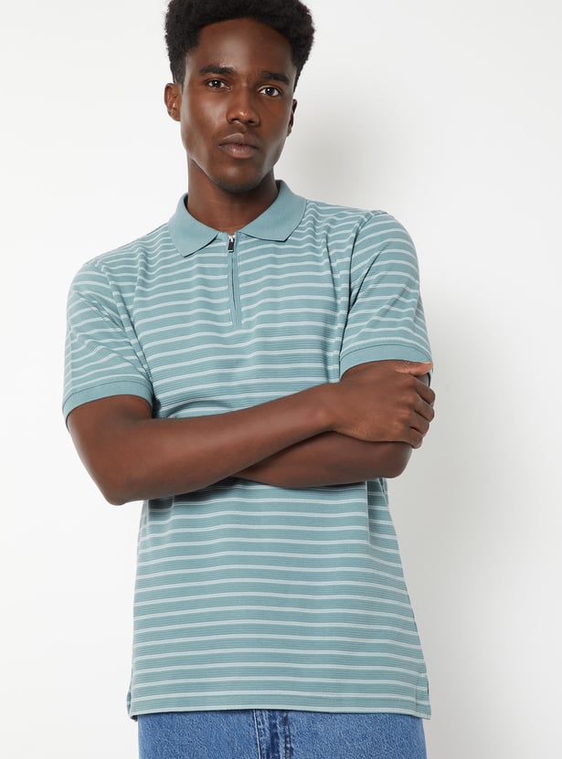 Buy Men Striped Polo T-shirt Online at just Rs. 799.0