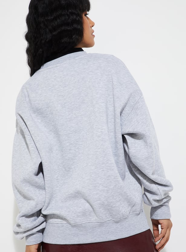 URB_N Women Printed Oversized Sweatshirt