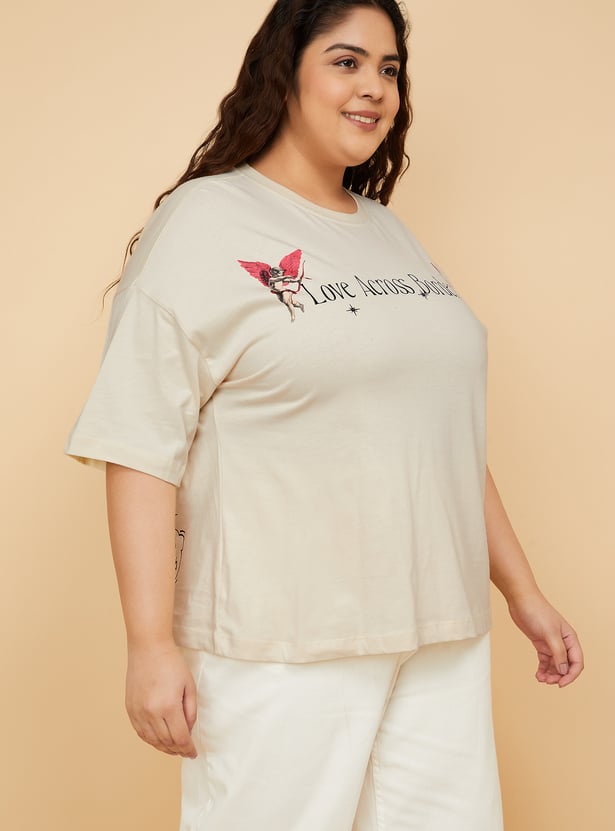 URB_N Women Printed Oversized T-shirt