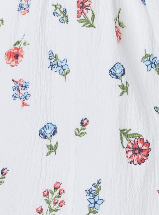 Girls Floral Print Dungaree with Top