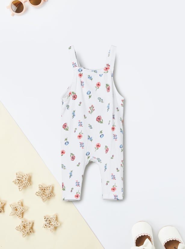 Girls Floral Print Dungaree with Top