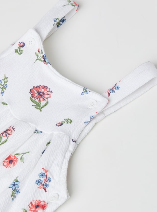 Girls Floral Print Dungaree with Top