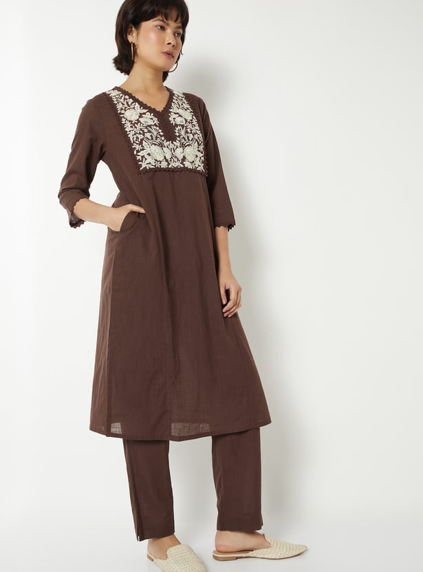 Women Yoke Embroidered Co-ords Set