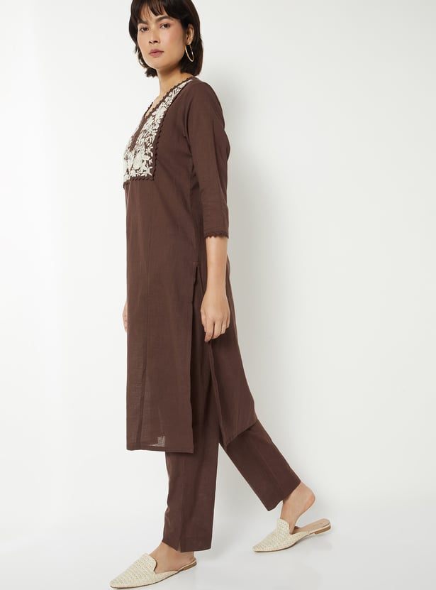 Women Yoke Embroidered Co-ords Set