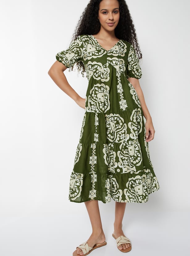 Women Printed Tiered Dress