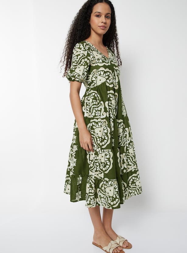 Women Printed Tiered Dress