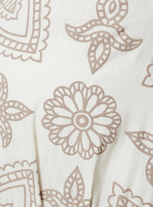 Women Printed Shirt Dress with Belt