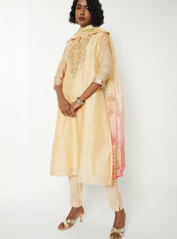 Women Embroidered A-line Kurta Set
