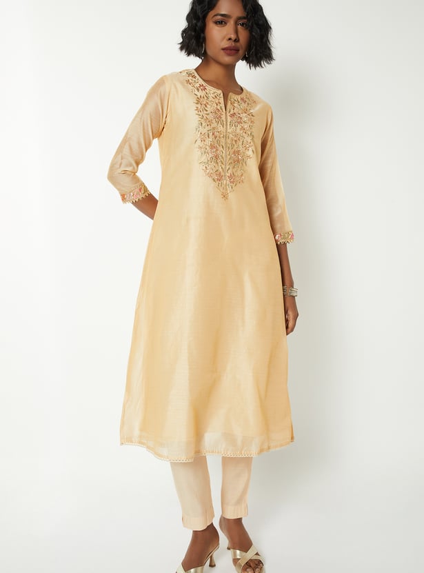 Women Embroidered A-line Kurta Set