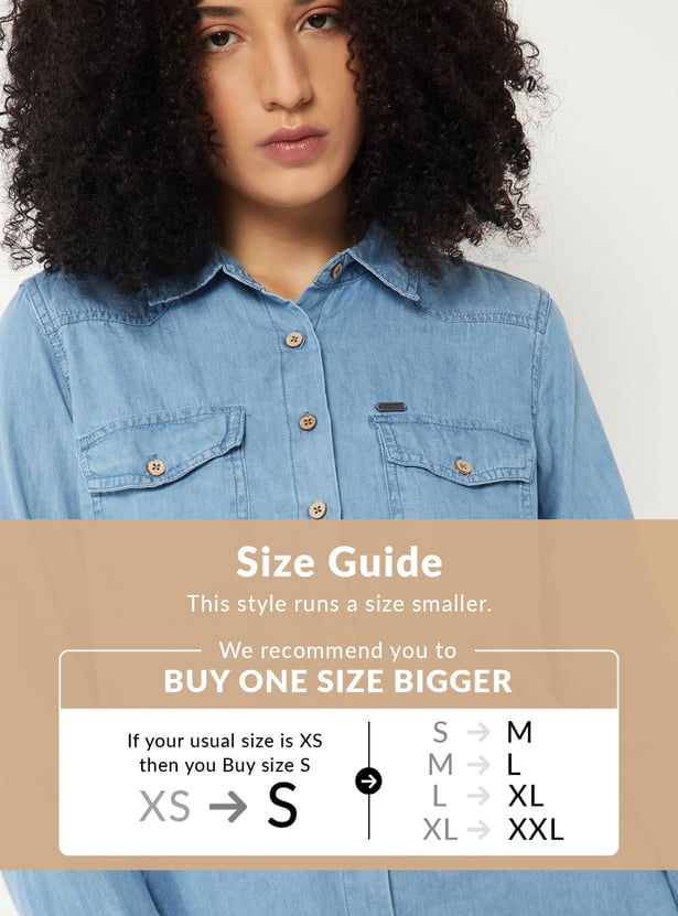 Women Solid Denim Shirt