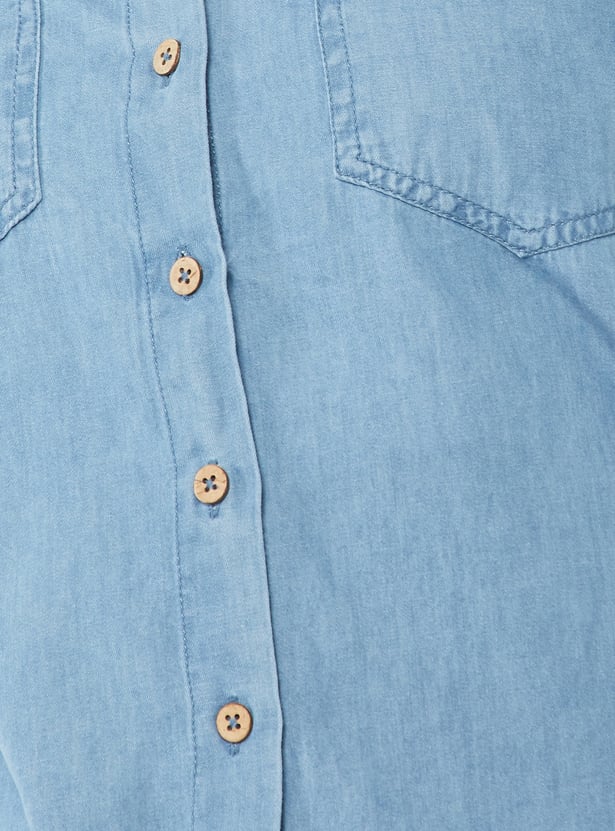 Women Solid Denim Shirt