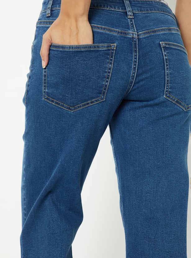 Women Washed Kick Flare Jeans