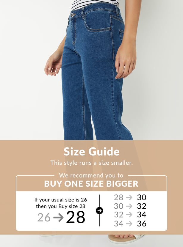 Women Washed Kick Flare Jeans