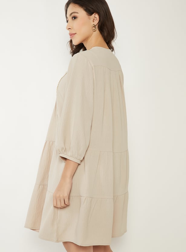 Women Crochet Yoke Tunic