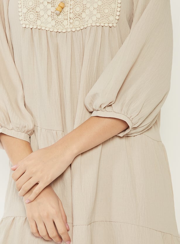 Women Crochet Yoke Tunic