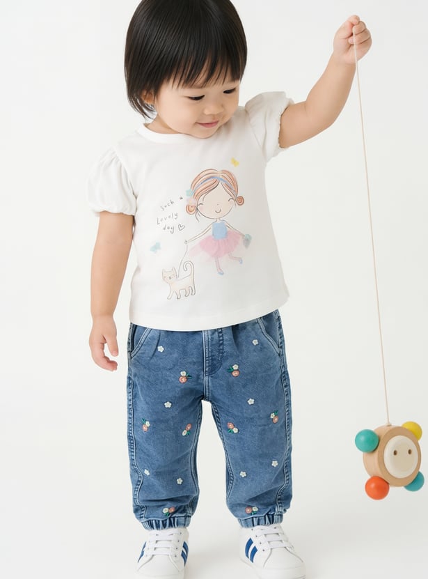Girls Embroidered Jogger Jeans