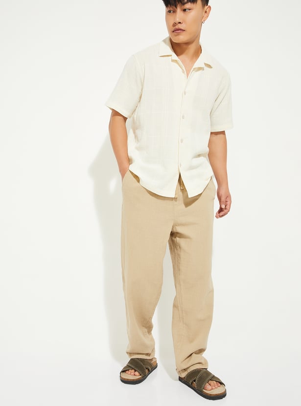 Men Solid Woven Pull-On Pants