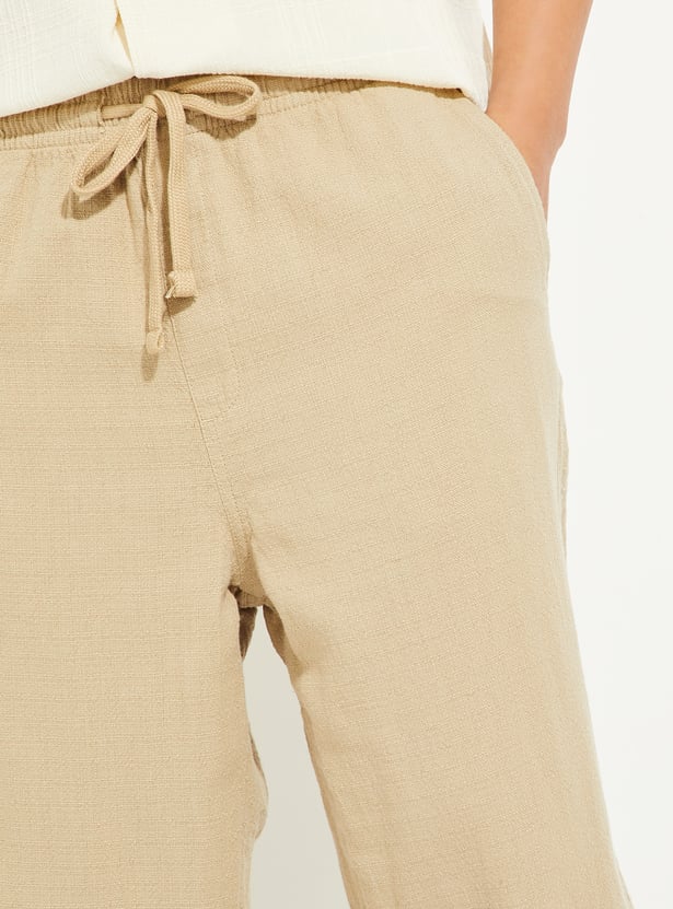 Men Solid Woven Pull-On Pants