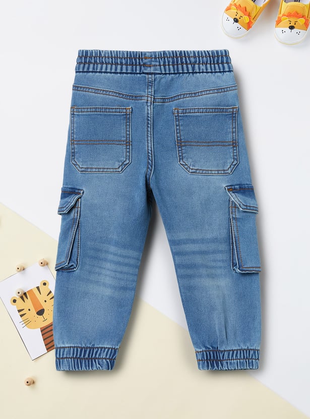 Boys Washed Denim Cargo Joggers