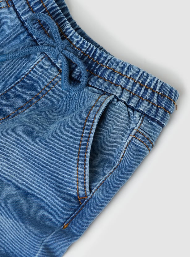 Boys Washed Denim Cargo Joggers