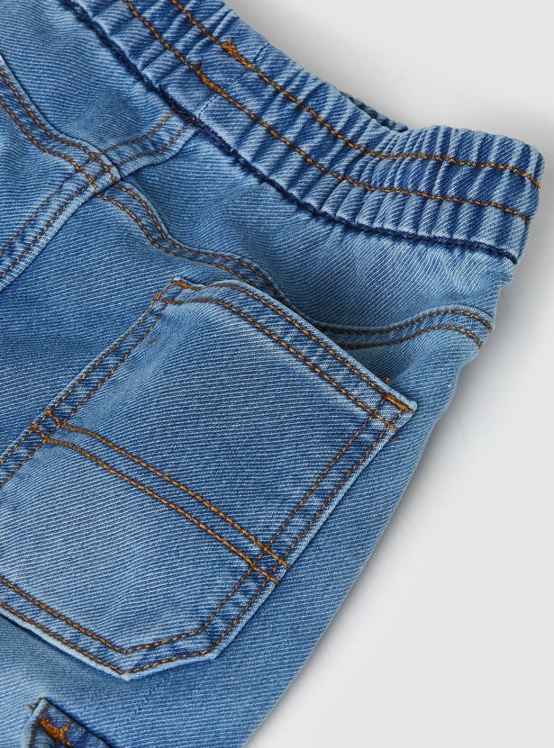 Boys Washed Denim Cargo Joggers