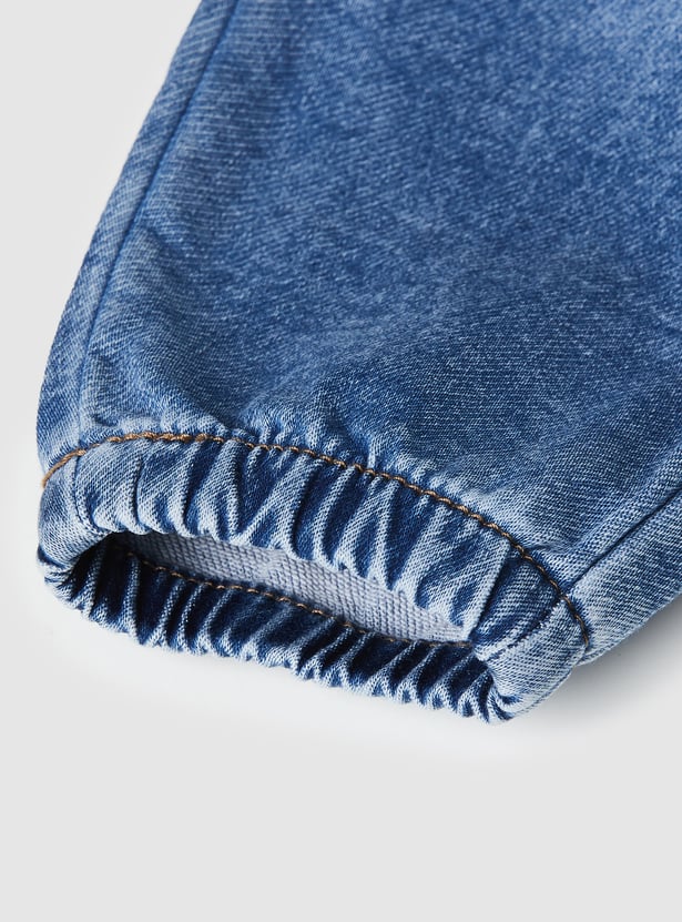 Boys Washed Denim Cargo Joggers