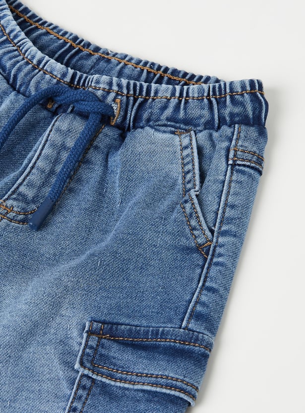 Boys Washed Denim Cargo Joggers