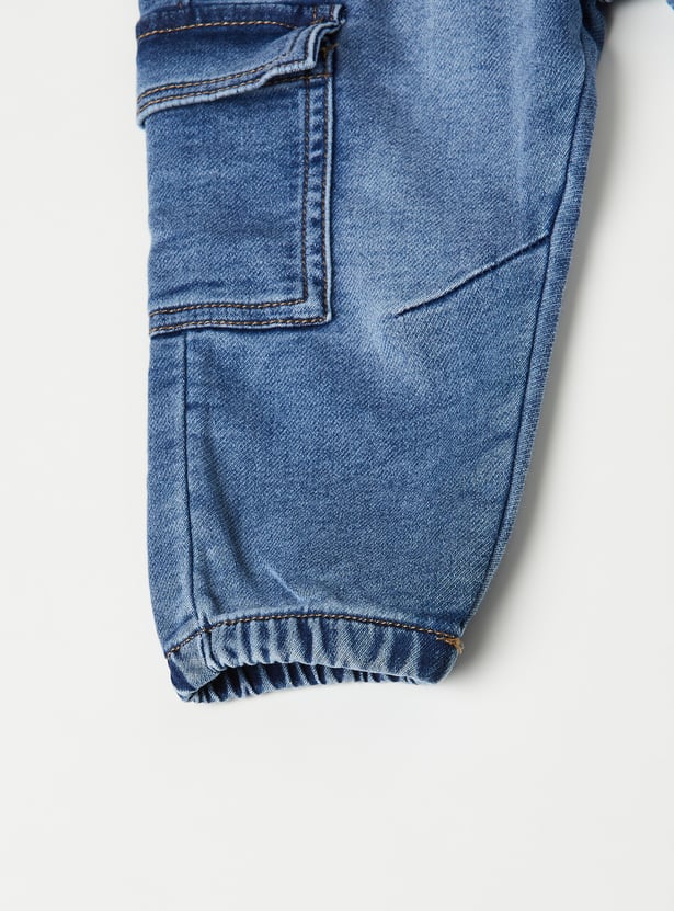 Boys Washed Denim Cargo Joggers