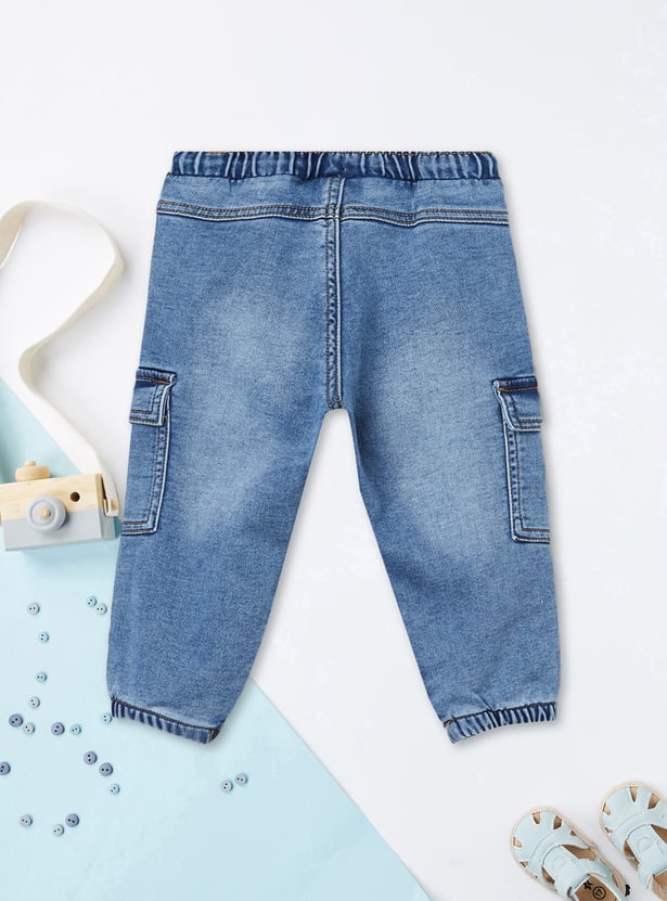 Boys Washed Denim Cargo Joggers